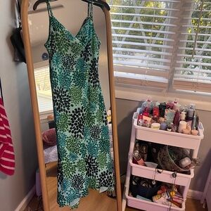 Express vintage Teal and Navy Patterned Dress